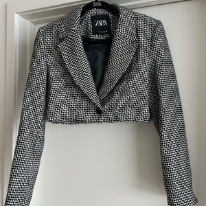 Zara Monochrome Black & White Women's Cropped Blazer